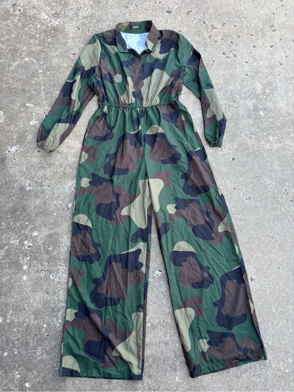 chic Green & Brown Camouflage Utility Jumpsuit